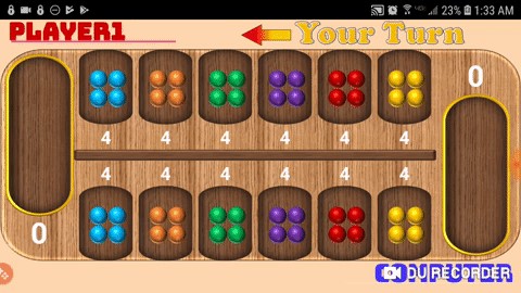 Mancala Andriod Application with AI chess player, and 2 player pass n play